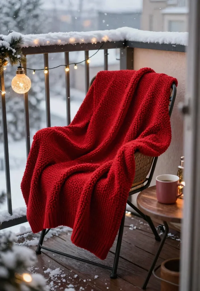 12 Balcony Christmas Decor Ideas for Apartments Without Outlets - 4. Cozy Throw Blankets 1