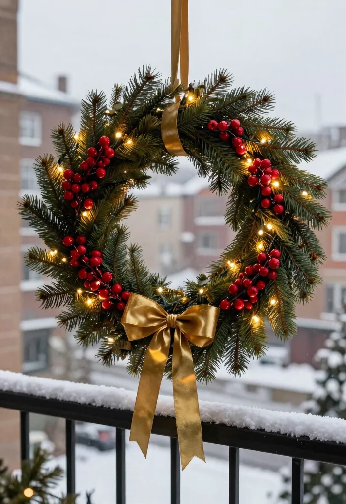 12 Balcony Christmas Decor Ideas for Apartments Without Outlets - 5. Seasonal Wreaths 1