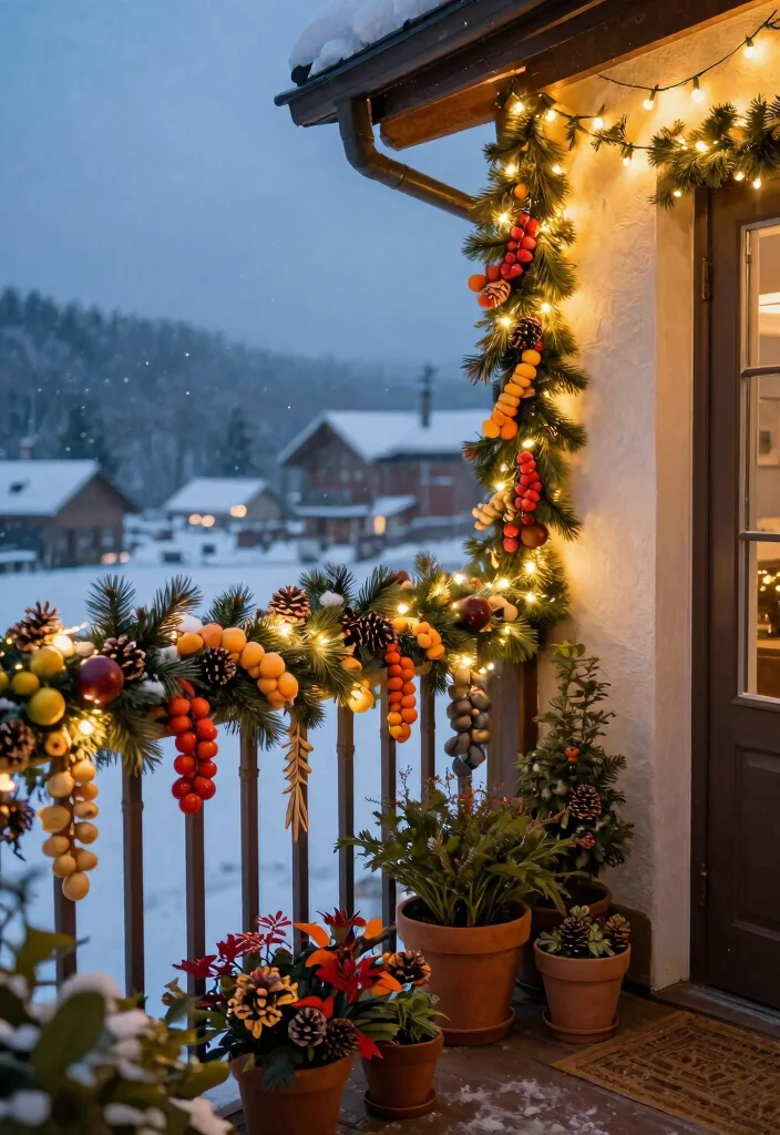 12 Balcony Christmas Decor Ideas for Apartments Without Outlets - 7. Colorful Garlands 1
