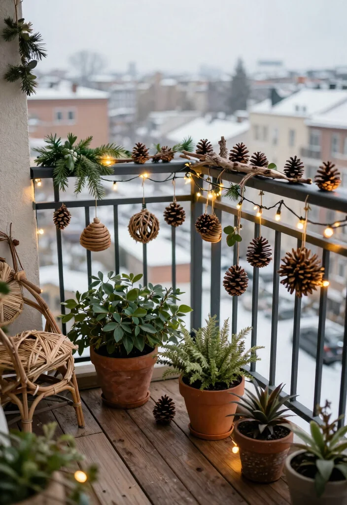 12 Balcony Christmas Decor Ideas for Apartments Without Outlets - 8. Eco-Friendly Decorations 1