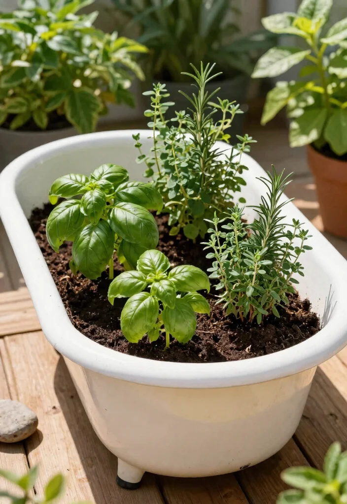 12 Bathtub Planter Ideas That Turn Old Tubs Into Garden Centerpieces - 1. Herb Garden Haven 1
