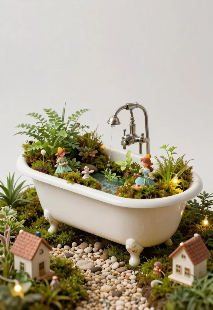 12 Bathtub Planter Ideas That Turn Old Tubs Into Garden Centerpieces - 4. Rustic Fairy Garden 1