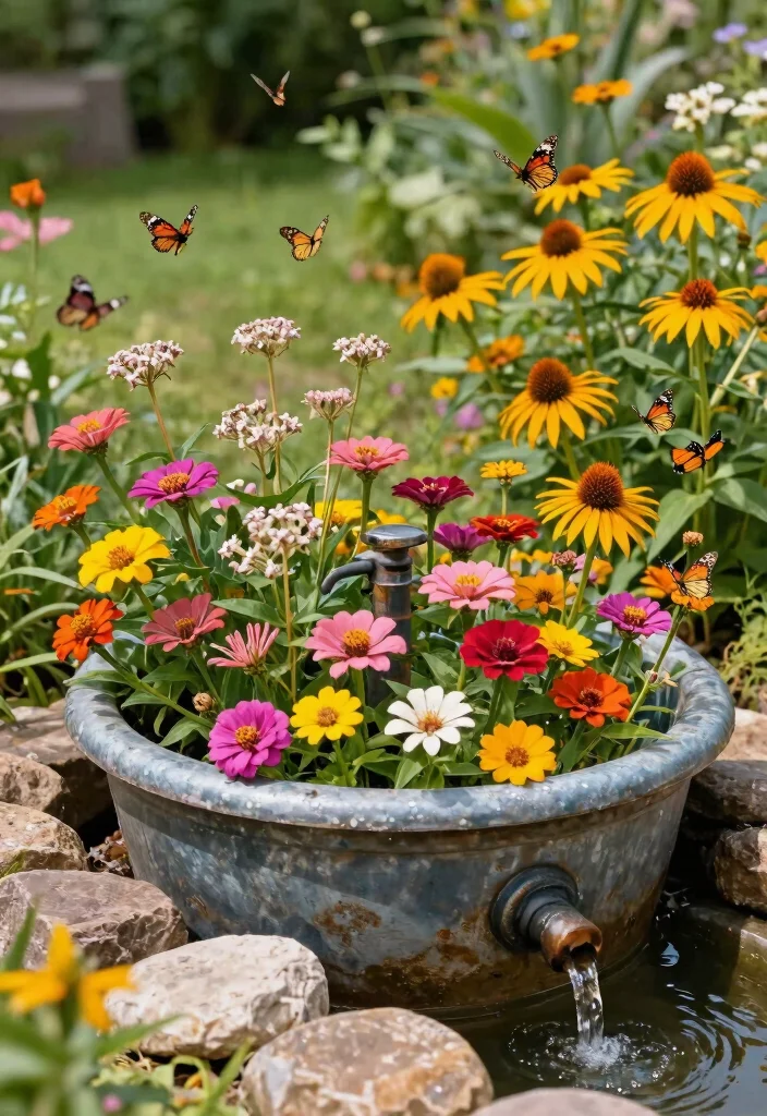 12 Bathtub Planter Ideas That Turn Old Tubs Into Garden Centerpieces - 7. Butterfly Habitat 1