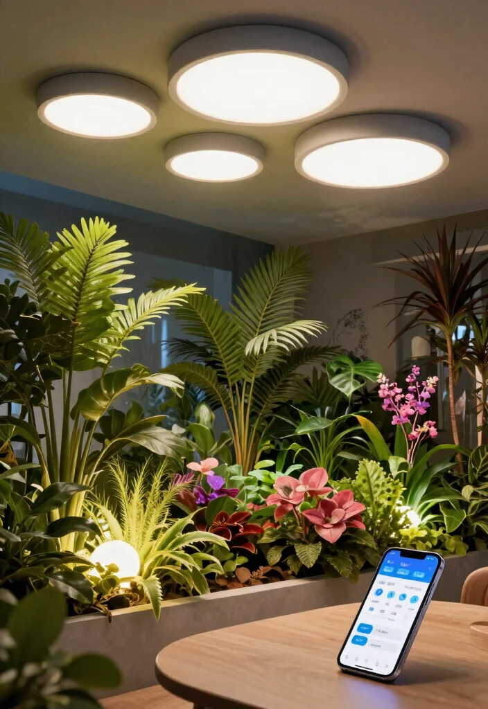 12 Ceiling Surface Light Ideas That Install Without Cutting Holes - 8. Smart Ceiling Lights for Tech-Savvy Plant Lovers 1