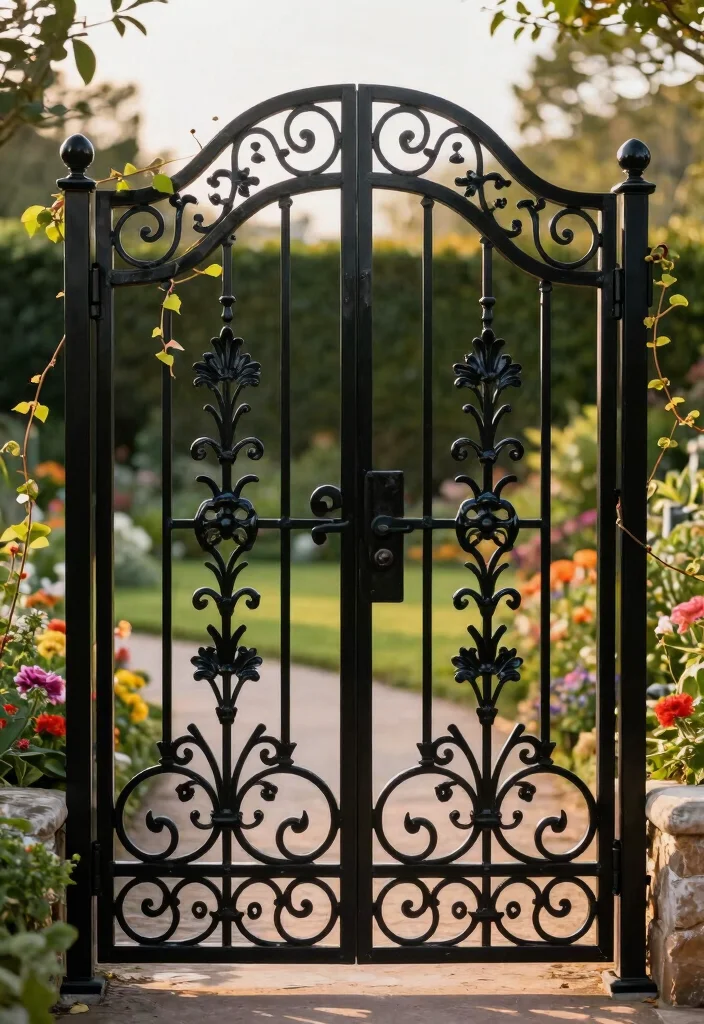 12 Durable Wrought Iron Patio Gates That Last for Years Without Rusting - 1. The Classic Elegance of Curved Wrought Iron 1