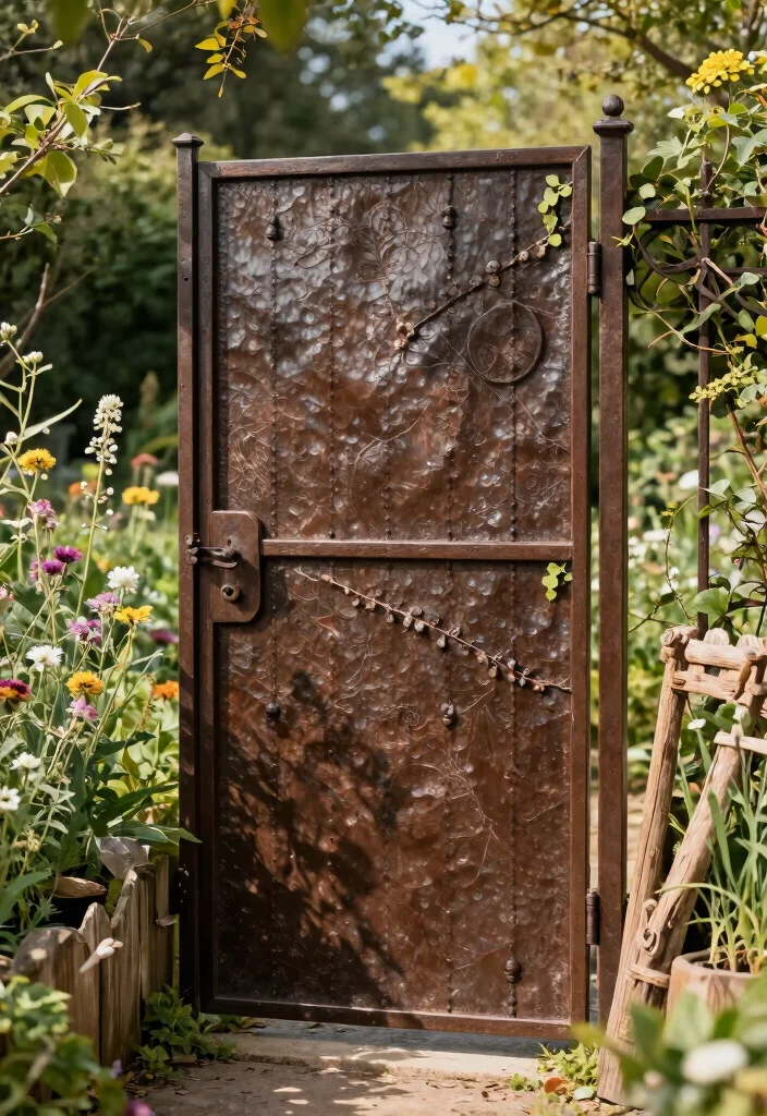 12 Durable Wrought Iron Patio Gates That Last for Years Without Rusting - 2. Rustic Charm with Textured Finishes 1
