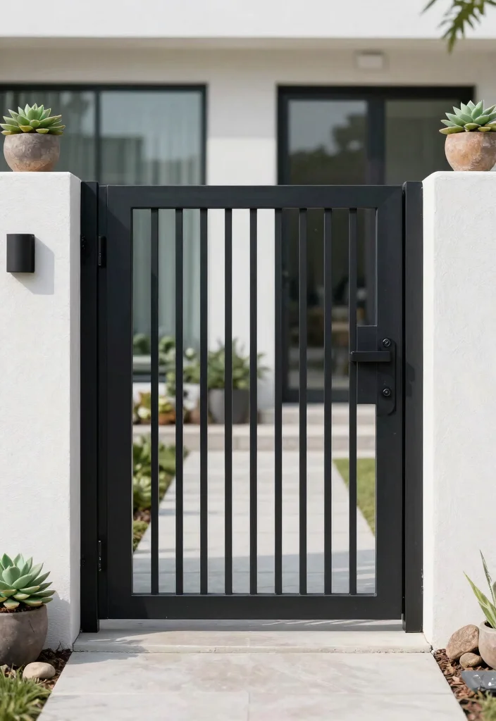 12 Durable Wrought Iron Patio Gates That Last for Years Without Rusting - 3. Contemporary Minimalism: Sleek Lines and Simplicity 1