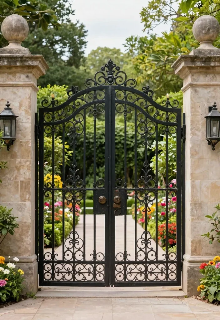 12 Durable Wrought Iron Patio Gates That Last for Years Without Rusting - 7. Double Gates: Expansive Access for Larger Spaces 1