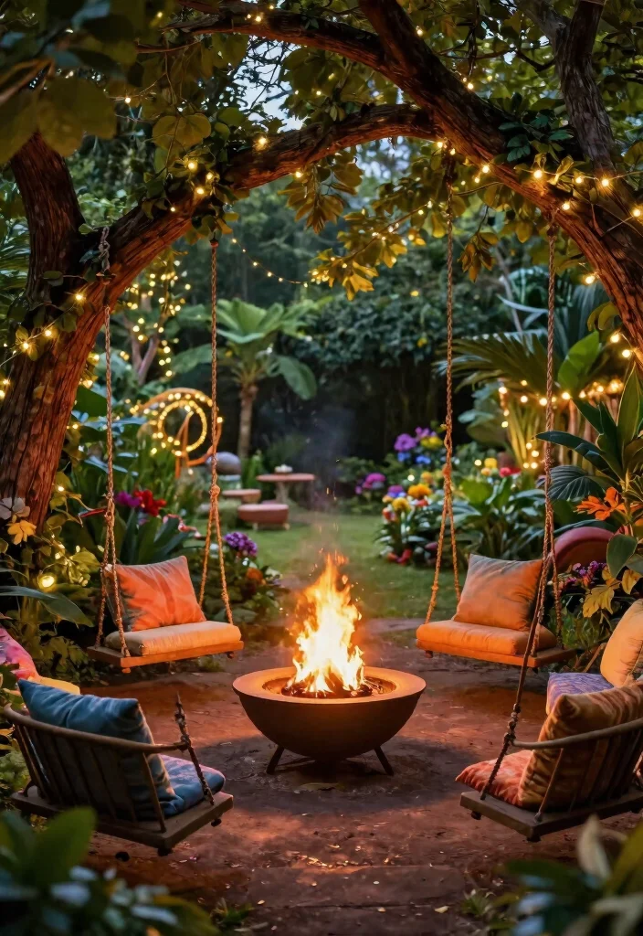 12 Fire Pit Seating Ideas That Keep Everyone Warm and Close 11 12 Fire Pit Seating Ideas That Keep Everyone Warm and Close - 10. Swing Seats 1