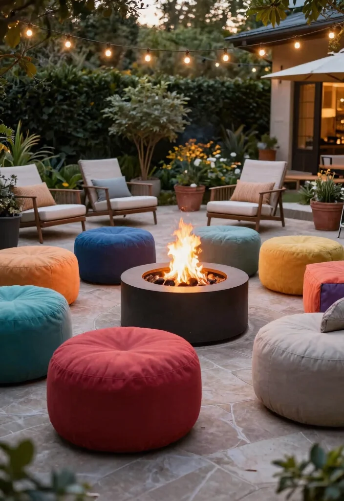 12 Fire Pit Seating Ideas That Keep Everyone Warm and Close 12 12 Fire Pit Seating Ideas That Keep Everyone Warm and Close - 11. Outdoor Ottomans 1