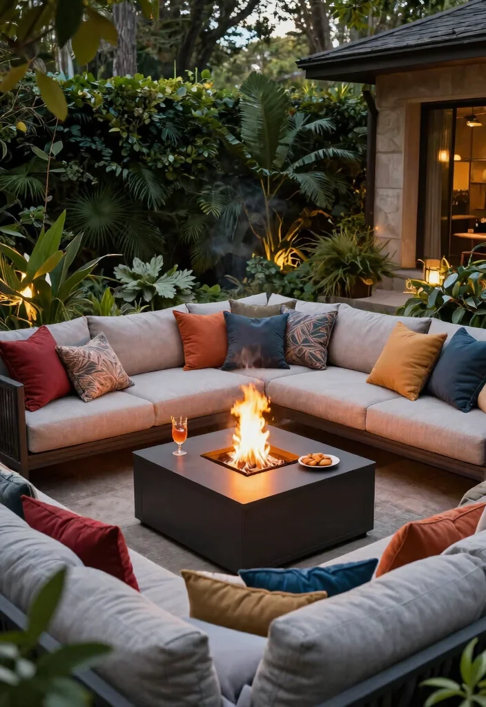 12 Fire Pit Seating Ideas That Keep Everyone Warm and Close 6 12 Fire Pit Seating Ideas That Keep Everyone Warm and Close - 5. Sectional Sofas 1