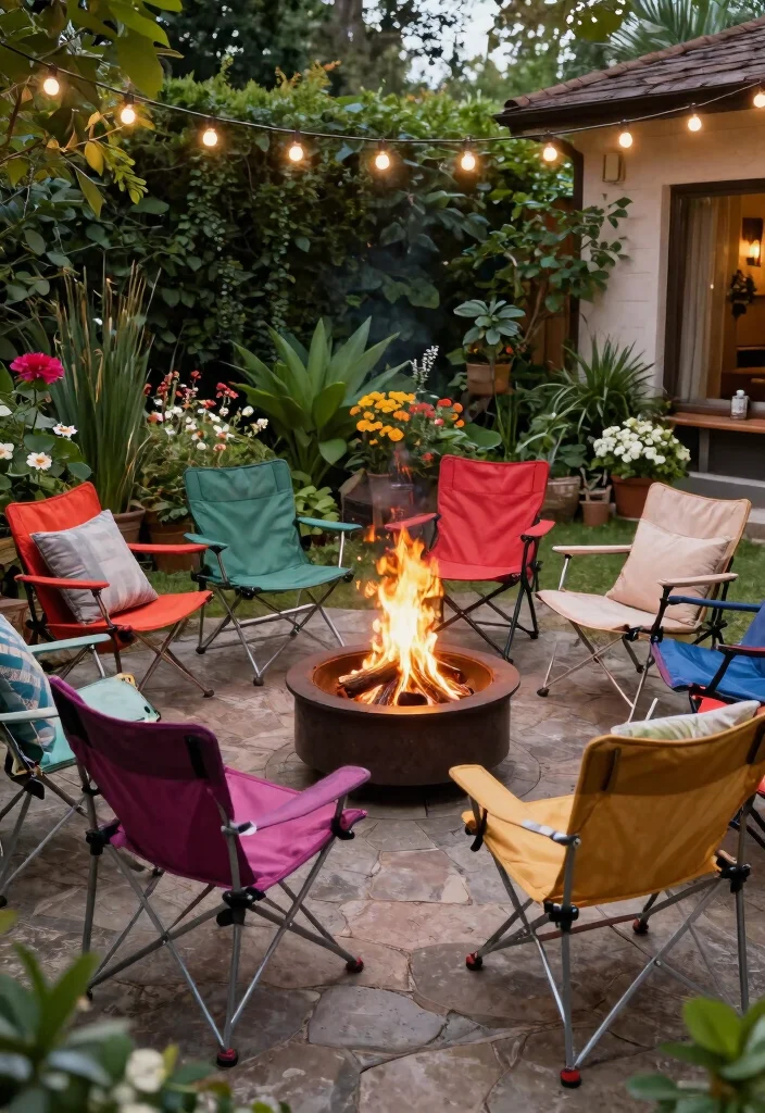12 Fire Pit Seating Ideas That Keep Everyone Warm and Close 7 12 Fire Pit Seating Ideas That Keep Everyone Warm and Close - 6. Folding Chairs 1