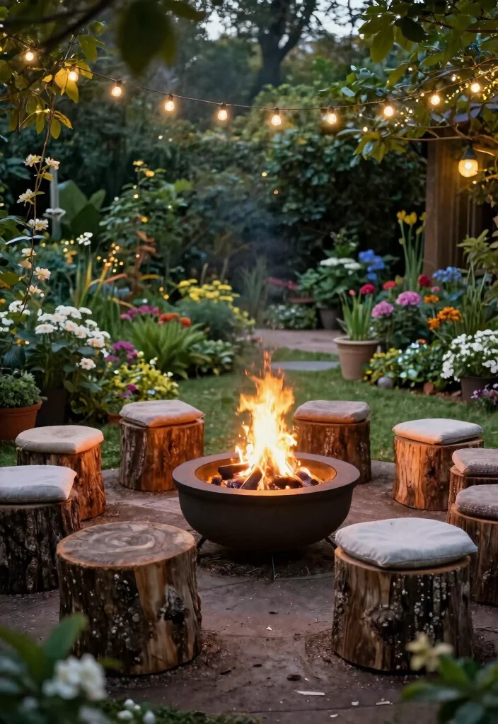 12 Fire Pit Seating Ideas That Keep Everyone Warm and Close 8 12 Fire Pit Seating Ideas That Keep Everyone Warm and Close - 7. Tree Stump Seats 1
