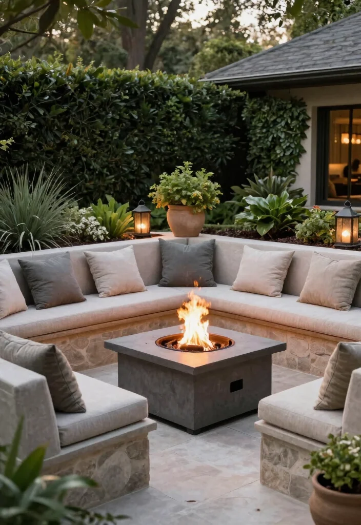 12 Fire Pit Seating Ideas That Keep Everyone Warm and Close 9 12 Fire Pit Seating Ideas That Keep Everyone Warm and Close - 8. Built-In Seating 1