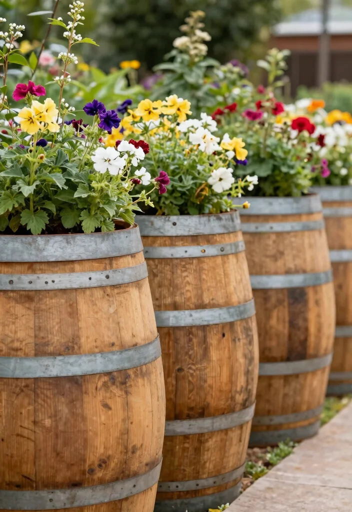 12 Garden Deer Fence Ideas That Actually Keep Them Out - 5. Repurposed Wine Barrels 1