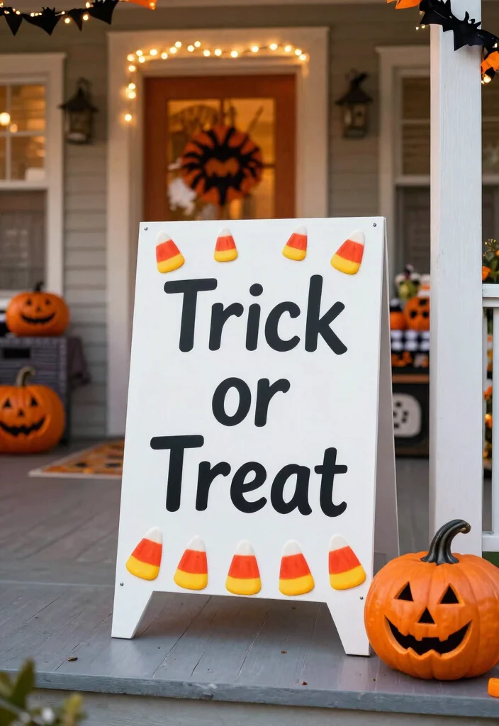 12 Halloween Porch Sign Ideas That Store Flat for Next Year - 10. Trick or Treat Signage 1
