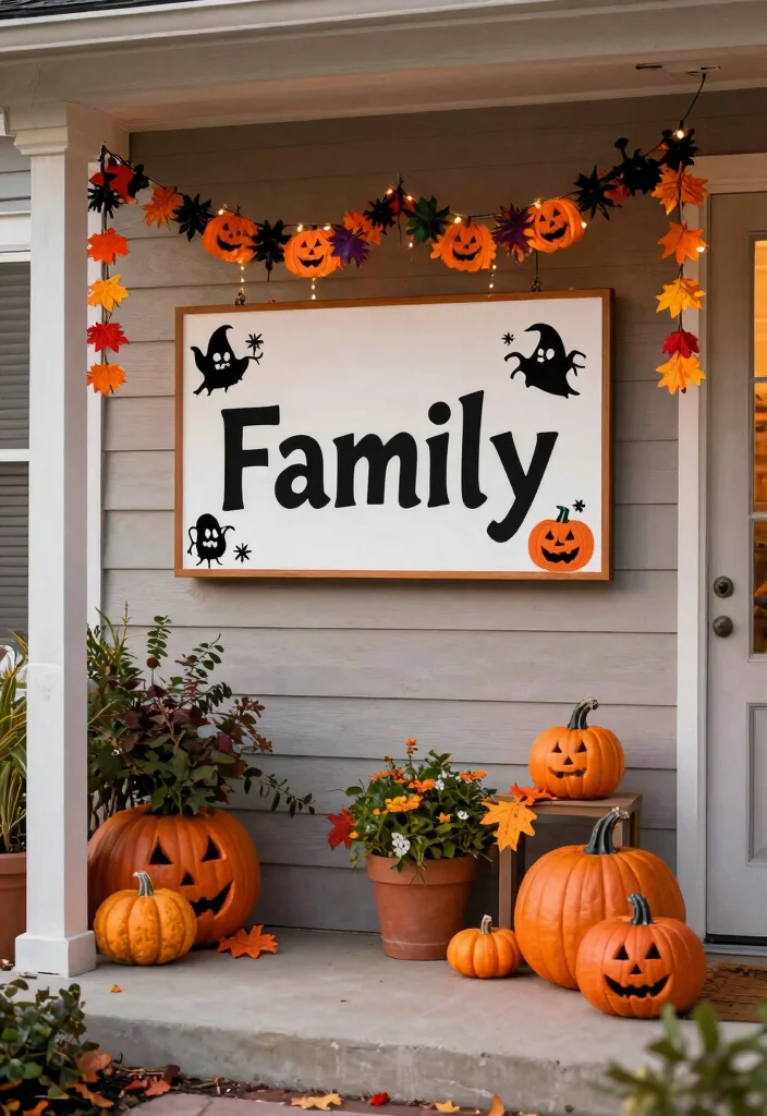 12 Halloween Porch Sign Ideas That Store Flat for Next Year - 11. Personalized Family Halloween Sign 1