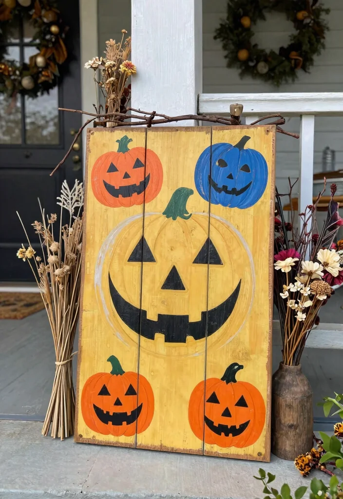 12 Halloween Porch Sign Ideas That Store Flat for Next Year - 4. Happy Halloween Pallet Sign 1