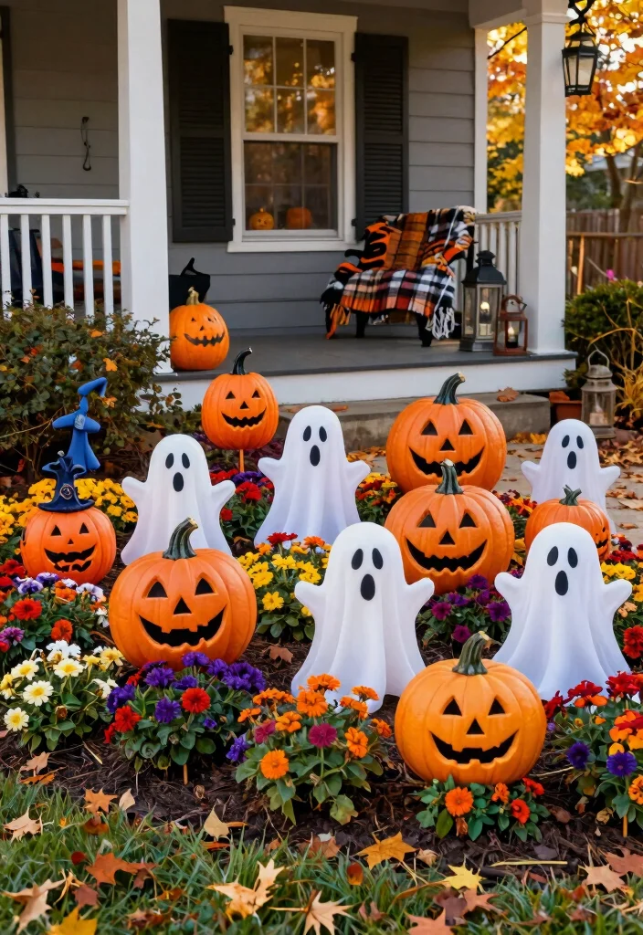 12 Halloween Porch Sign Ideas That Store Flat for Next Year - 5. Colorful Spooky Yard Stakes 1