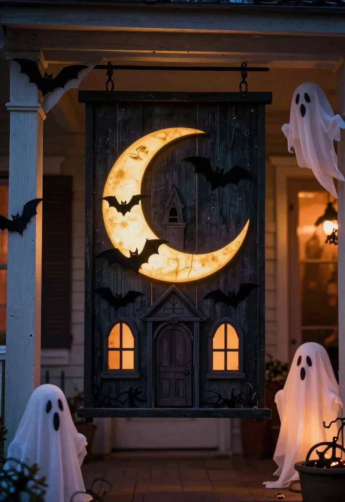 12 Halloween Porch Sign Ideas That Store Flat for Next Year - 9. Haunted House Sign 1