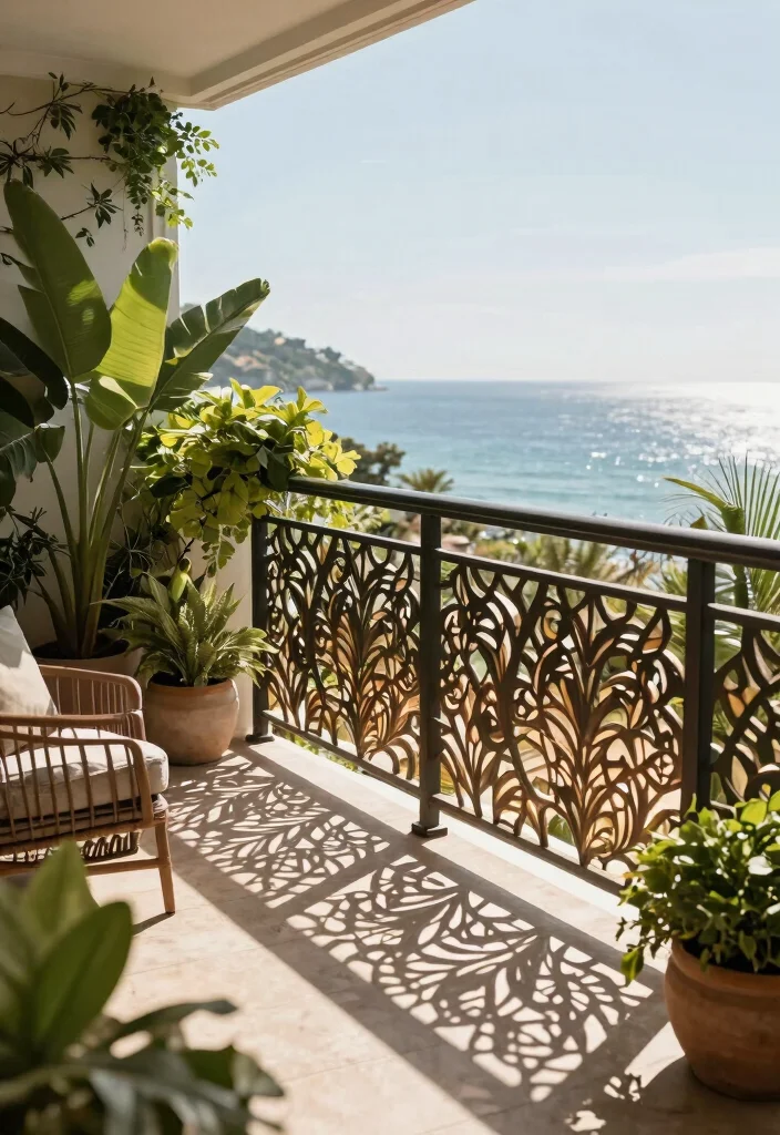 12 Iron Balcony Railing Ideas That Don't Rust in Wet Climates - 5. Decorative Laser-Cut Metal Railings 1