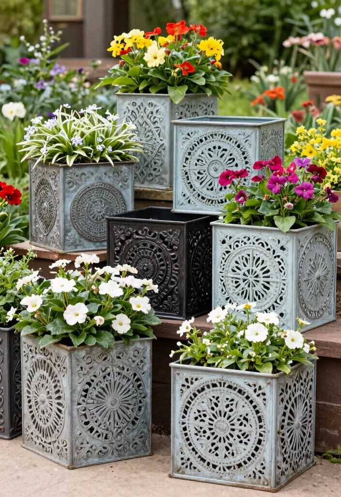 12 Metal Planter Boxes That Won't Rot or Split After One Season - 8. Decorative Metal Planter Boxes with Patterns 1