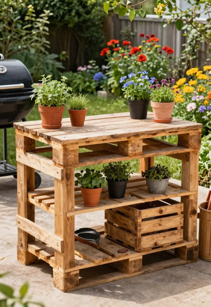 12 Outdoor Kitchen Concepts on a Budget That Skip the Contractor - 1. Repurposed Pallet Kitchen Station 1