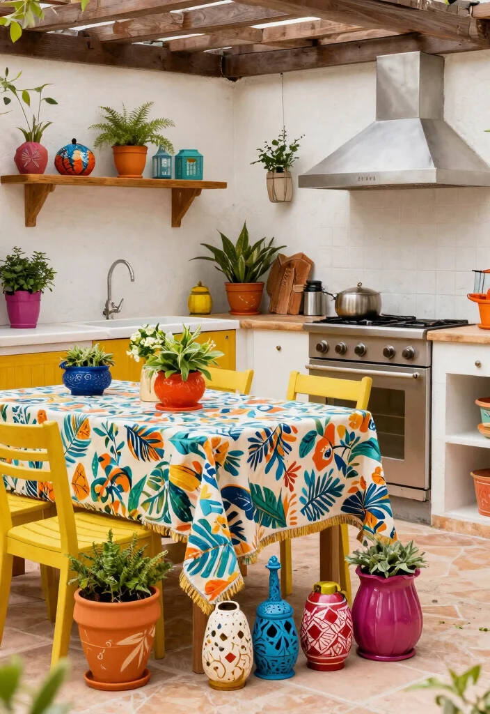 12 Outdoor Kitchen Concepts on a Budget That Skip the Contractor - 10. Colorful Outdoor Decor Accents 1