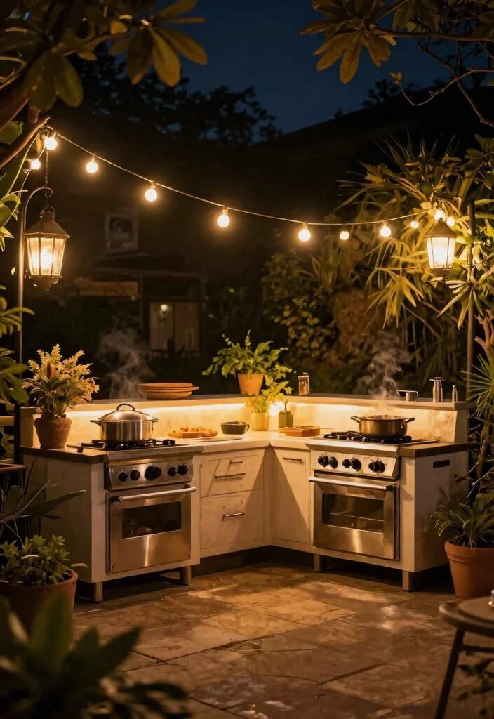 12 Outdoor Kitchen Concepts on a Budget That Skip the Contractor - 12. Seasonal Outdoor Lighting 1