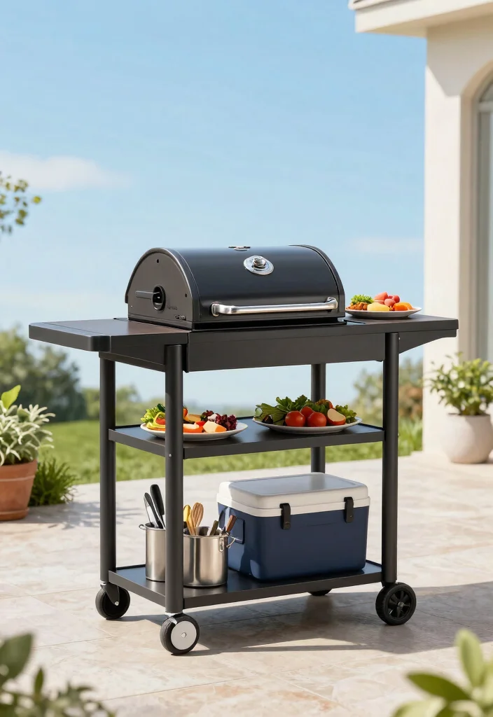 12 Outdoor Kitchen Concepts on a Budget That Skip the Contractor - 2. Compact Barbecue Cart 1