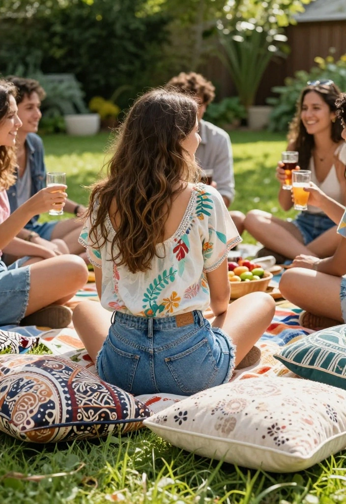 12 Outdoor Party Outfit Ideas That Work From Backyard to Rooftop - 4. Sustainable Denim Shorts & Tunic 1
