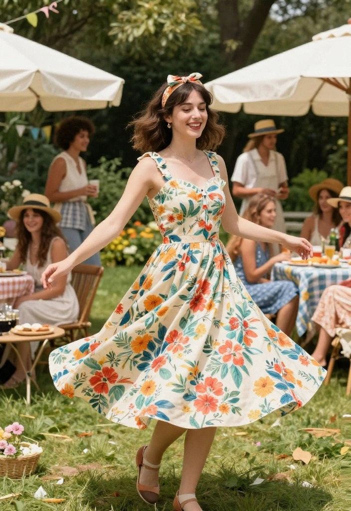 12 Outdoor Party Outfit Ideas That Work From Backyard to Rooftop - 7. Vintage-Inspired Sundress 1