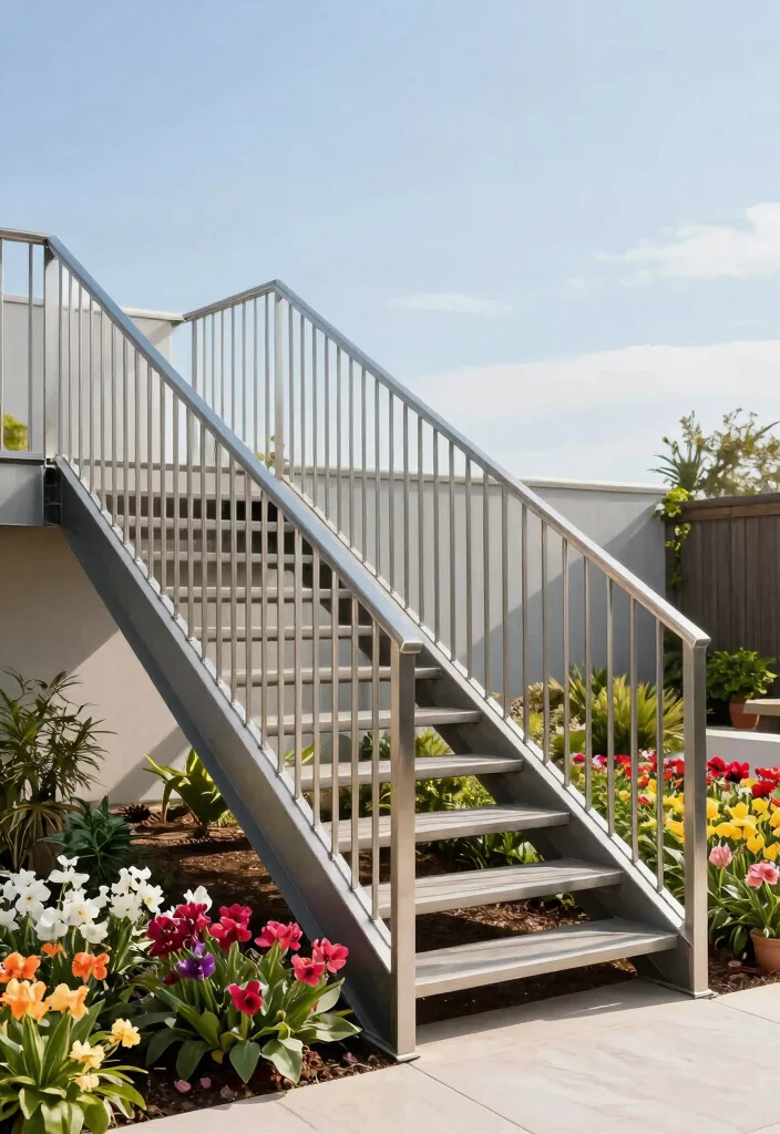 12 Outdoor Stair Railing Ideas That Meet Code Without Looking Bulky - 1. Sleek Metal Railings 1