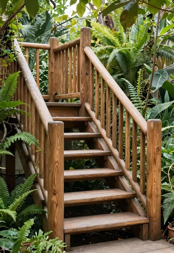 12 Outdoor Stair Railing Ideas That Meet Code Without Looking Bulky - 2. Rustic Wooden Railings 1