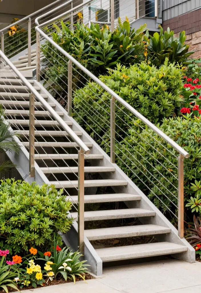 12 Outdoor Stair Railing Ideas That Meet Code Without Looking Bulky - 4. Minimalist Cable Railings 1