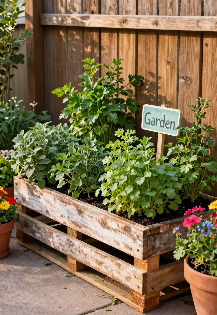 12 Patio Herb Garden Ideas That Thrive in Small Spaces - 8. Herb Garden in a Pallet 1