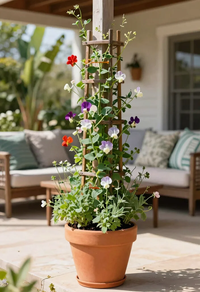 12 Patio Herb Garden Ideas That Thrive in Small Spaces - 9. Herb Pots with Trellises 1