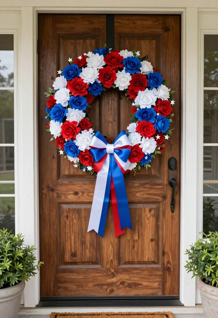 12 Patriotic Porch Ideas That Look Festive Without Looking Tacky - 2. Wreaths with a Twist 1