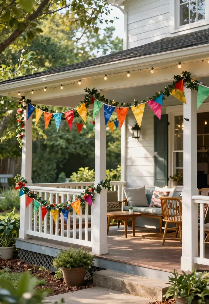 12 Patriotic Porch Ideas That Look Festive Without Looking Tacky - 7. Flag Bunting and Garlands 1