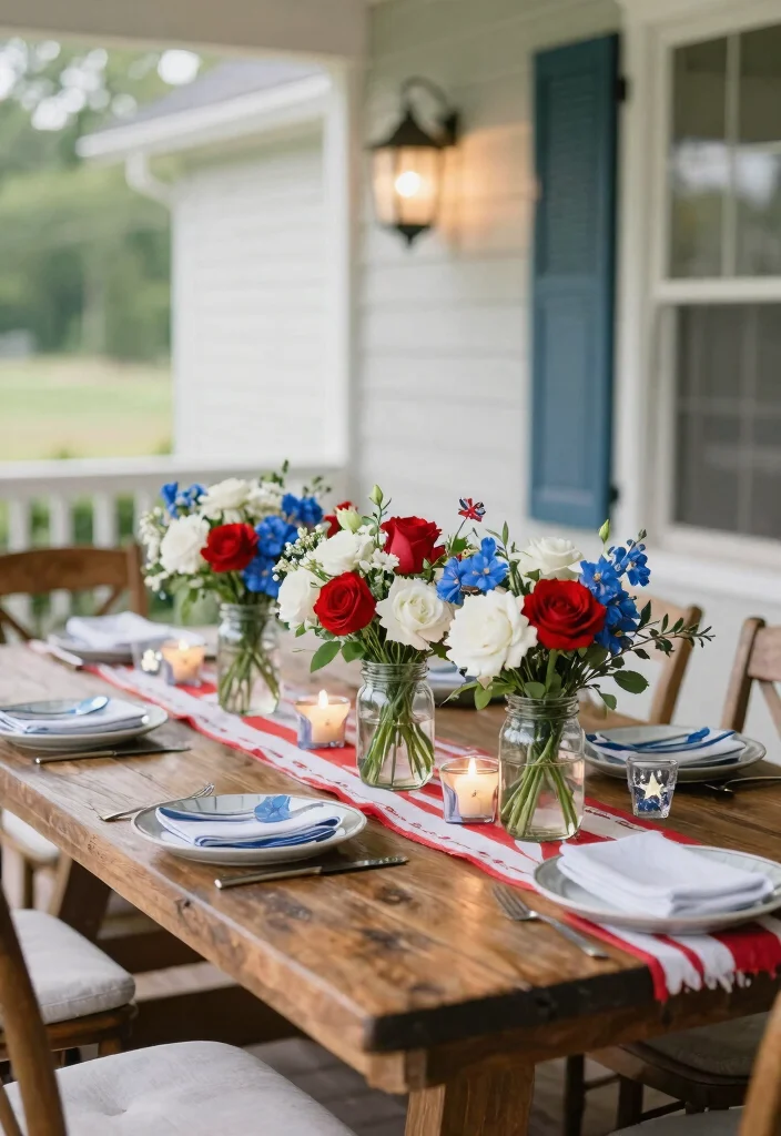 12 Patriotic Porch Ideas That Look Festive Without Looking Tacky - 8. Themed Table Centerpieces 1