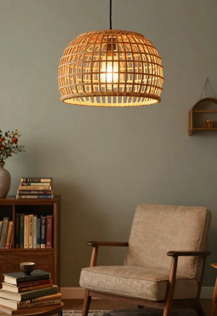 12 Rattan Ceiling Light Ideas That Add Warmth to Any Room - 10. Vintage Inspired Spaces 1