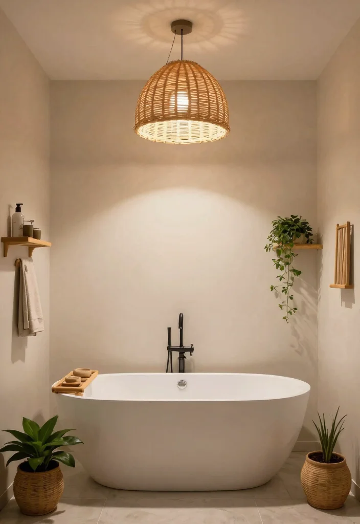 12 Rattan Ceiling Light Ideas That Add Warmth to Any Room - 11. Chic Bathroom Lighting 1