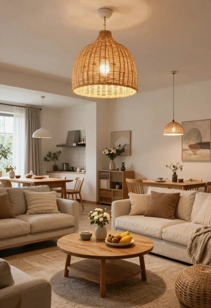12 Rattan Ceiling Light Ideas That Add Warmth to Any Room - 12. Multi-Functional Spaces 1