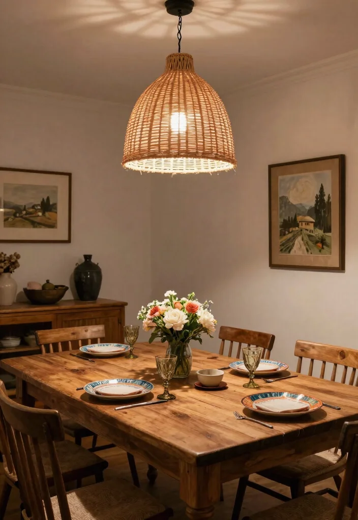 12 Rattan Ceiling Light Ideas That Add Warmth to Any Room - 2. Accent the Dining Space 1