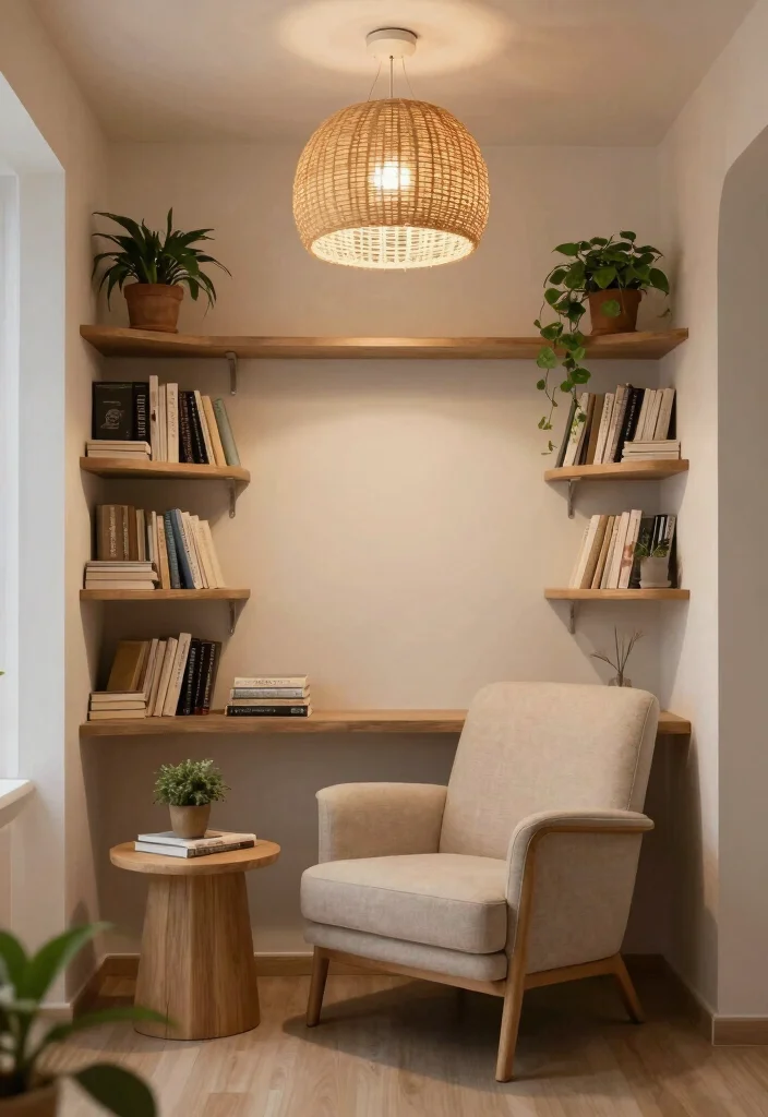 12 Rattan Ceiling Light Ideas That Add Warmth to Any Room - 3. Cozy Reading Nook 1