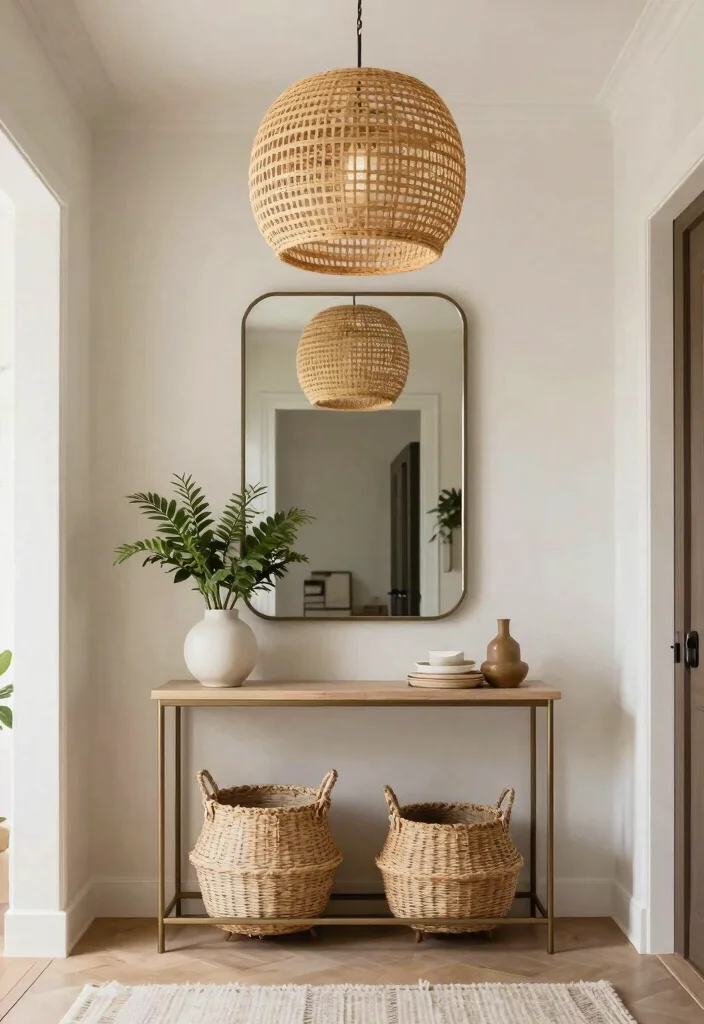 12 Rattan Ceiling Light Ideas That Add Warmth to Any Room - 6. Glamorous Entryway 1