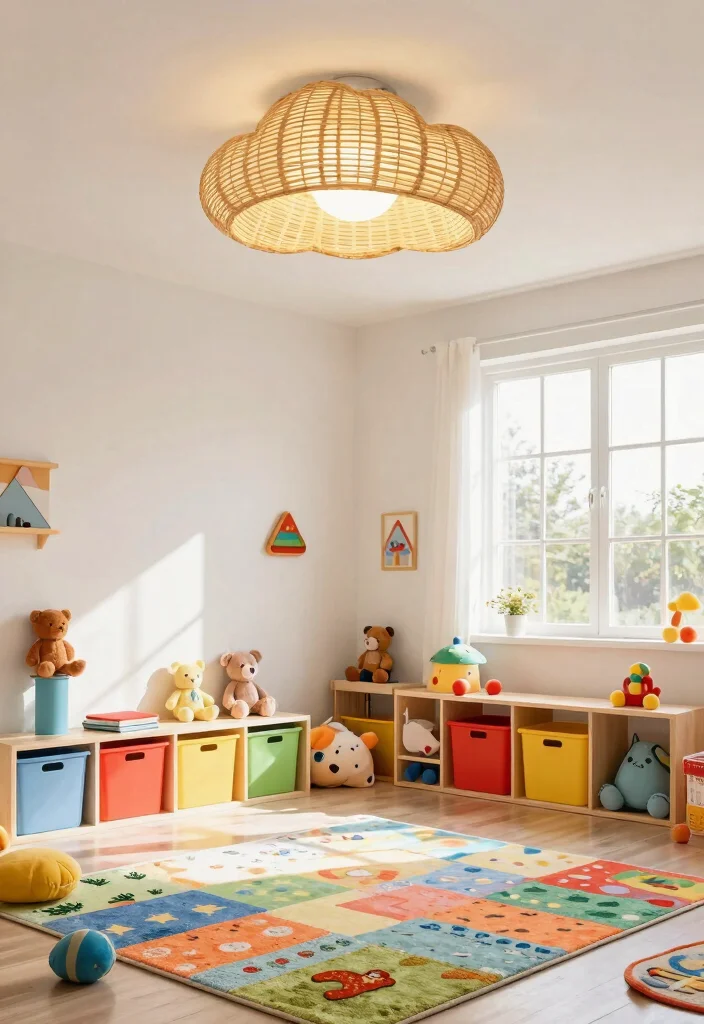 12 Rattan Ceiling Light Ideas That Add Warmth to Any Room - 8. Kid’s Playroom Fun 1