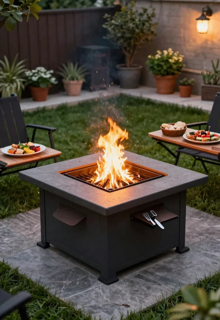 12 Square Fire Pit Concepts That Fit Better in Small Backyards - 8. Square Fire Pit with Grate 1
