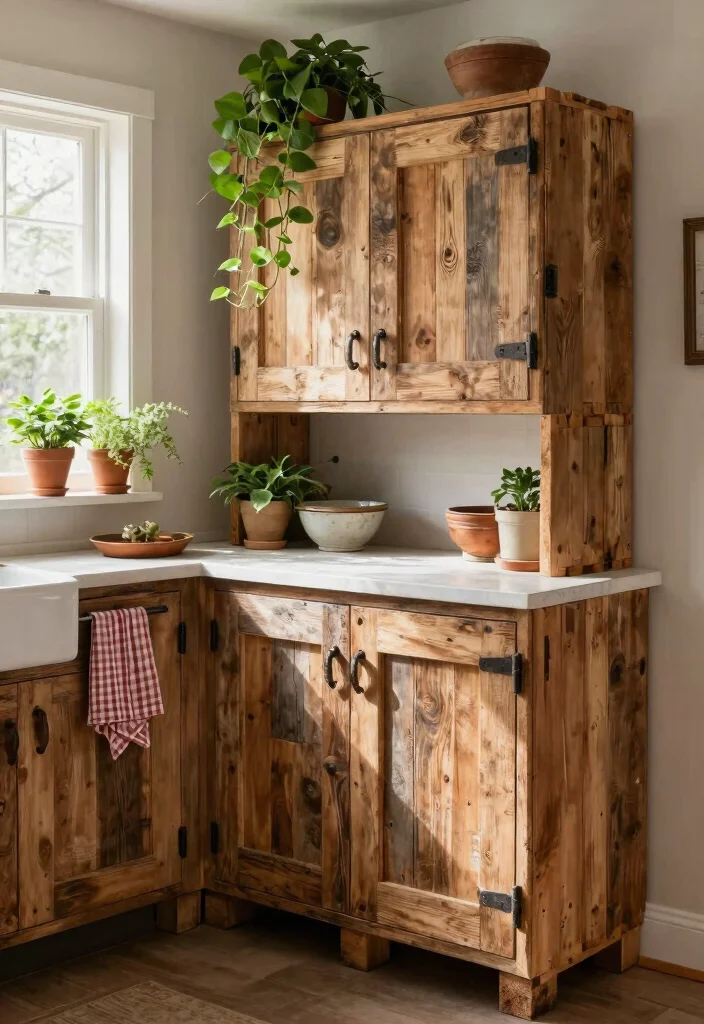14 Farmhouse Kitchen Cabinets on a Budget That Look Custom Not Stock - 1. Upcycled Pallet Cabinets 1