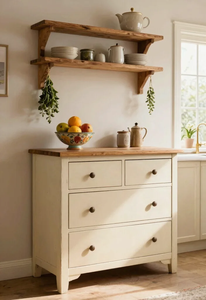 14 Farmhouse Kitchen Cabinets on a Budget That Look Custom Not Stock - 7. Repurposed Furniture as Cabinets 1
